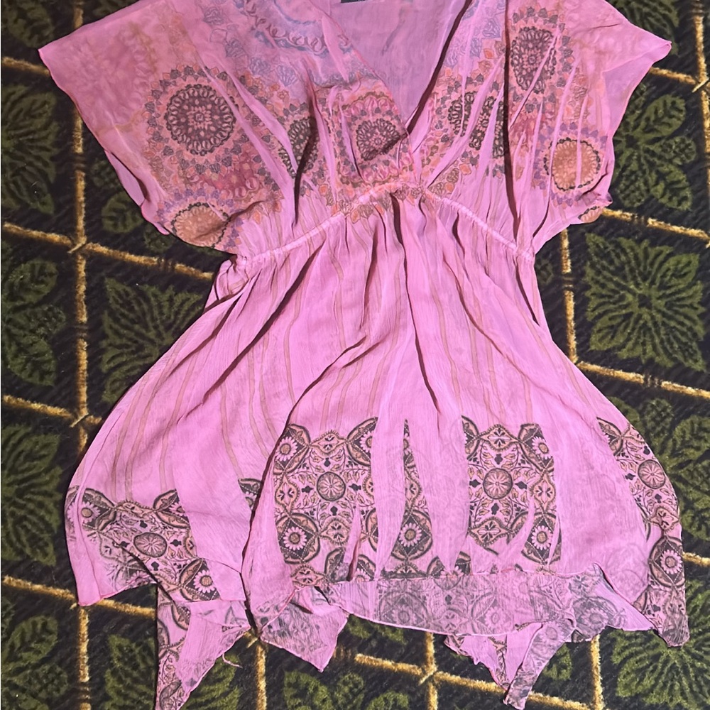Chic Pink Bohemian Mini Dress